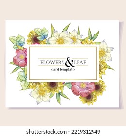 Invitation greeting card with floral background. Wedding invitation, thank you card, save the date cards.