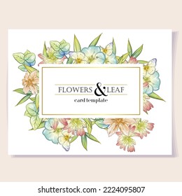 Invitation greeting card with floral background. Wedding invitation, thank you card, save the date cards.