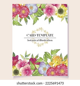 Invitation greeting card with floral background. Wedding invitation, thank you card, save the date cards.