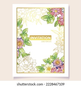 Invitation greeting card with floral background. Wedding invitation, thank you card, save the date cards.