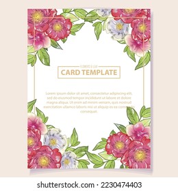 Invitation greeting card with floral background. Wedding invitation, thank you card, save the date cards.