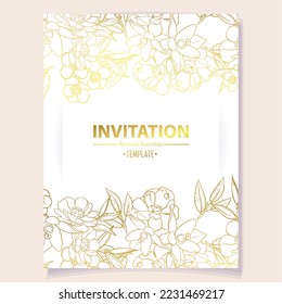 Invitation greeting card with floral background. Wedding invitation, thank you card, save the date cards.