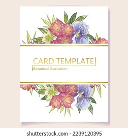 Invitation greeting card with floral background. Wedding invitation, thank you card, save the date cards.