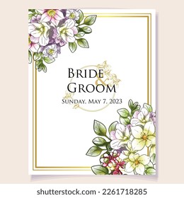 Invitation greeting card with floral background. Wedding invitation, thank you card, save the date cards.