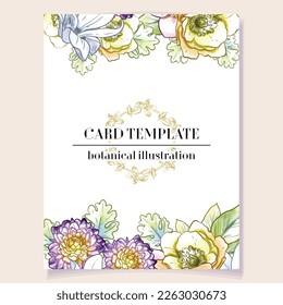 Invitation greeting card with floral background. Wedding invitation, thank you card, save the date cards.