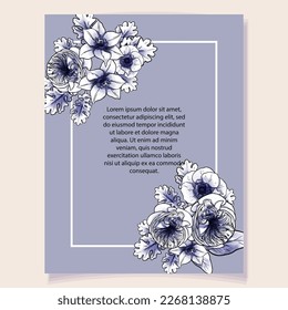 Invitation greeting card with floral background. Wedding invitation, thank you card, save the date cards.