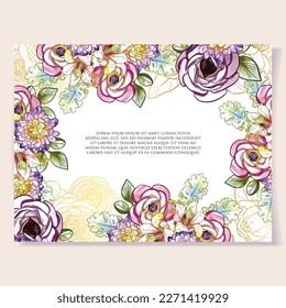 Invitation greeting card with floral background. Wedding invitation, thank you card, save the date cards.