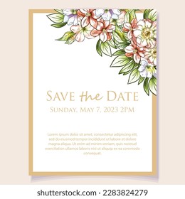Invitation greeting card with floral background. Wedding invitation, thank you card, save the date cards.