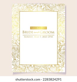 Invitation greeting card with floral background. Wedding invitation, thank you card, save the date cards.