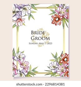 Invitation greeting card with floral background. Wedding invitation, thank you card, save the date cards.