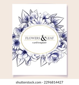 Invitation greeting card with floral background. Wedding invitation, thank you card, save the date cards.