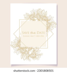 Invitation greeting card with floral background. Wedding invitation, thank you card, save the date cards.
