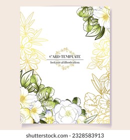 Invitation greeting card with floral background. Wedding invitation, thank you card, save the date cards.