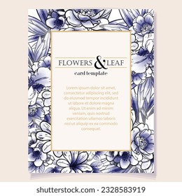 Invitation greeting card with floral background. Wedding invitation, thank you card, save the date cards.