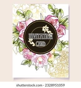 Invitation greeting card with floral background. Wedding invitation, thank you card, save the date cards.