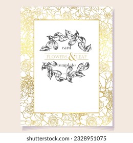 Invitation greeting card with floral background. Wedding invitation, thank you card, save the date cards.