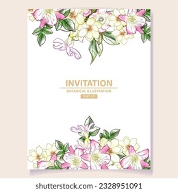 Invitation greeting card with floral background. Wedding invitation, thank you card, save the date cards.