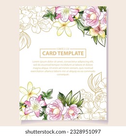 Invitation greeting card with floral background. Wedding invitation, thank you card, save the date cards.
