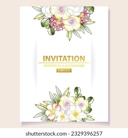 Invitation greeting card with floral background. Wedding invitation, thank you card, save the date cards.