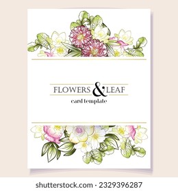 Invitation greeting card with floral background. Wedding invitation, thank you card, save the date cards.