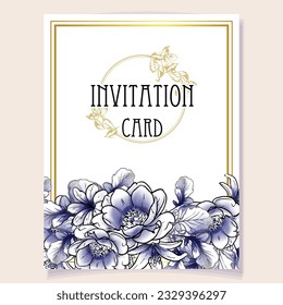 Invitation greeting card with floral background. Wedding invitation, thank you card, save the date cards.