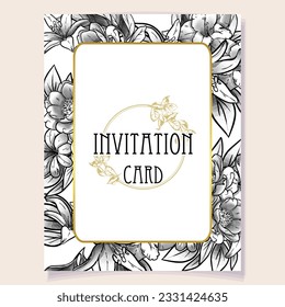 Invitation greeting card with floral background. Wedding invitation, thank you card, save the date cards.