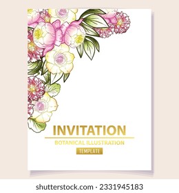 Invitation greeting card with floral background. Wedding invitation, thank you card, save the date cards.