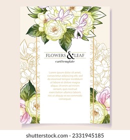 Invitation greeting card with floral background. Wedding invitation, thank you card, save the date cards.