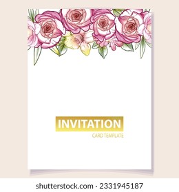 Invitation greeting card with floral background. Wedding invitation, thank you card, save the date cards.