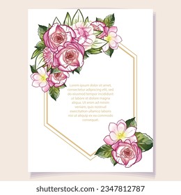 Invitation greeting card with floral background. Wedding invitation, thank you card, save the date cards.