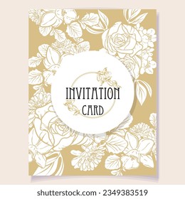 Invitation greeting card with floral background. Wedding invitation, thank you card, save the date cards.