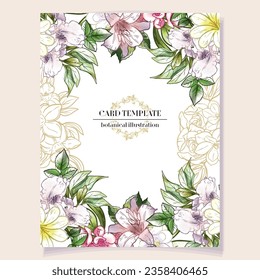 Invitation greeting card with floral background. Wedding invitation, thank you card, save the date cards.