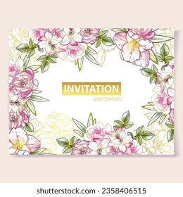 Invitation greeting card with floral background. Wedding invitation, thank you card, save the date cards.