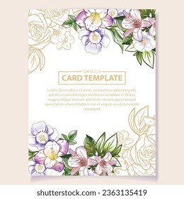 Invitation greeting card with floral background. Wedding invitation, thank you card, save the date cards.