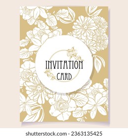 Invitation greeting card with floral background. Wedding invitation, thank you card, save the date cards.