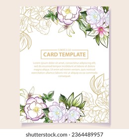 Invitation greeting card with floral background. Wedding invitation, thank you card, save the date cards.