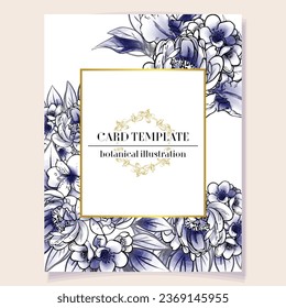 Invitation greeting card with floral background. Wedding invitation, thank you card, save the date cards.