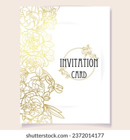 Invitation greeting card with floral background. Wedding invitation, thank you card, save the date cards.