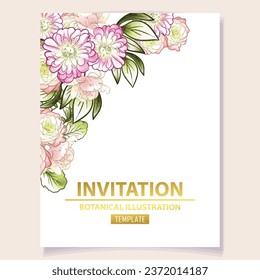 Invitation greeting card with floral background. Wedding invitation, thank you card, save the date cards.