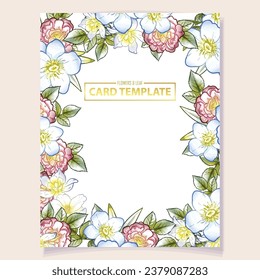 Invitation greeting card with floral background. Wedding invitation, thank you card, save the date cards.