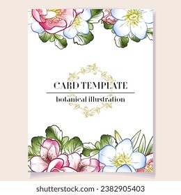 Invitation greeting card with floral background. Wedding invitation, thank you card, save the date cards.