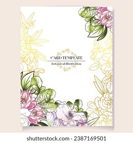 Invitation greeting card with floral background. Wedding invitation, thank you card, save the date cards.