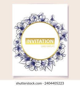 Invitation greeting card with floral background. Wedding invitation, thank you card, save the date cards.