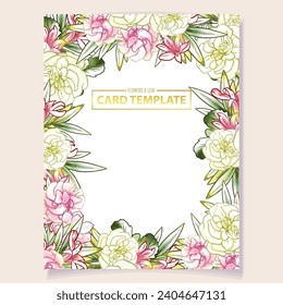 Invitation greeting card with floral background. Wedding invitation, thank you card, save the date cards.