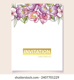 Invitation greeting card with floral background. Wedding invitation, thank you card, save the date cards.