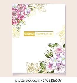 Invitation greeting card with floral background. Wedding invitation, thank you card, save the date cards.