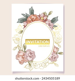 Invitation greeting card with floral background. Wedding invitation, thank you card, save the date cards.