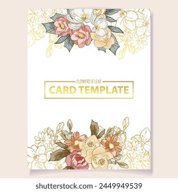 Invitation greeting card with floral background. Wedding invitation, thank you card, save the date cards.