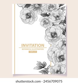 Invitation greeting card with floral background. Wedding invitation, thank you card, save the date cards.
