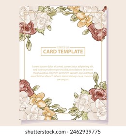 Invitation greeting card with floral background. Wedding invitation, thank you card, save the date cards.